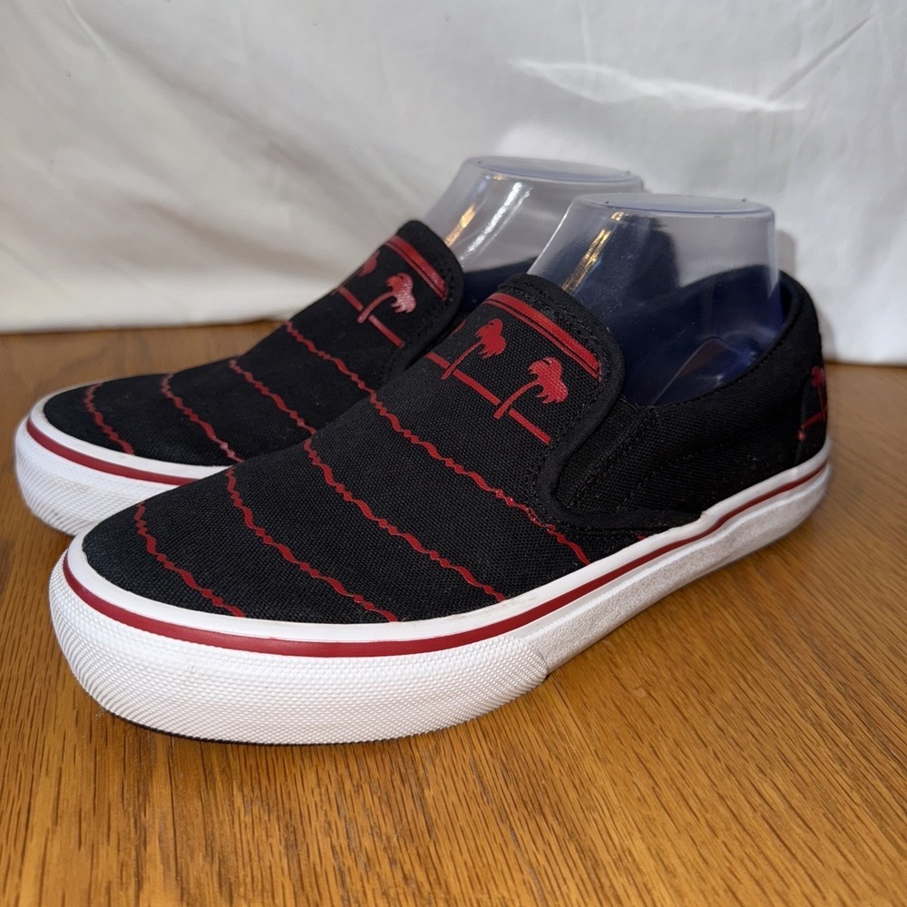 In-N-Out Burger Slip On Sneakers Black Red Palm Tree Pray Hard Mens 7 Womens 8.5